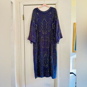 NWT Zara heavily beaded holiday art deco 20s style midi dress L/XL